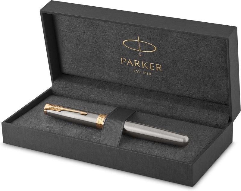 Parker Sonnet Fountain Pen, Stainless Steel with Gold Trim, Medium Nib - Image 1